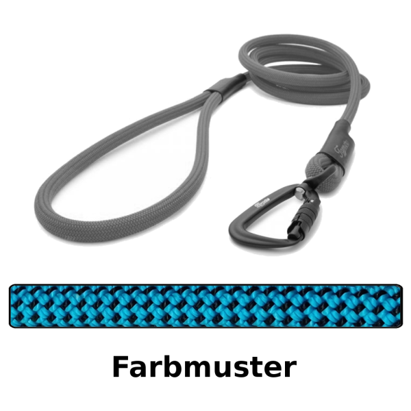 klassische Hundeleine TWIST Ø11mm - 115cm - blau mit schwarzen Punkten